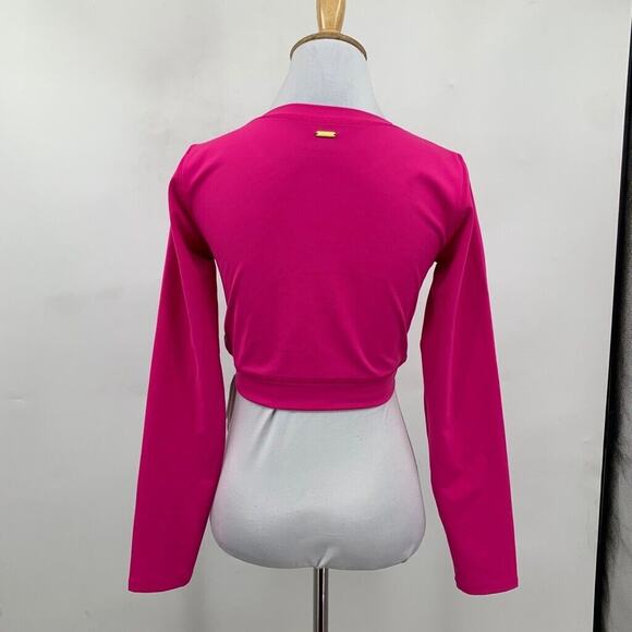 Lspace Top Womens L Large Barbie Pink Cropped Aim High Low Impact Second Skin - Picture 7 of 15